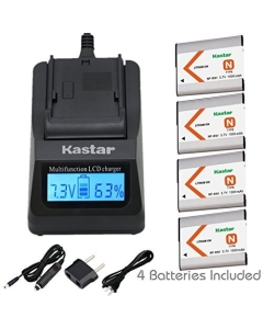 Kastar 4X Battery + Fast Charger for Sony NP-BN1 & DSC-WX10 DSC-WX100 DSC-WX150 DSC-WX200 DSC-WX220 DSC-WX30 DSC-WX5 DSC-WX50 DSC-WX60 DSC-WX7 DSC-WX70 DSC-WX80 DSC-WX9 DSC-W730 DSC-W800 DSC-W810