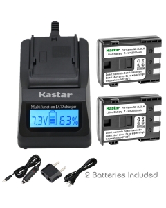 Kastar Fast Charger Kit and Battery (2-Pack) for Canon NB-2L NB-2LH and Canon PowerShot G7 G9 S30 S40 S45 S50 S60 S70 S80 DC410 DC420 VIXIA HF R10 HF R100 HF R11 EOS 350D 400D Digital Rebel XT Xti