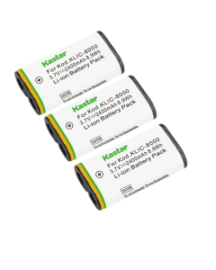 Kastar K8000 Battery 3-Pack Replacement for Kodak KLIC-8000 K8000 Battery, Kodak K7600-C, K8500-C Charger, Kodak Z812 is, Z8612 is, Pocket Video Camera ZX1 Camera