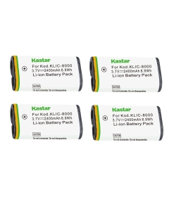 Kastar Battery (4-Pack) for Kodak KLIC-8000, K8000 Work with Kodak Z1012 is, Z1015 is, Z1085 is, Z1485 is, Z612, Z712 is, Z812 is, Z8612 is Cameras