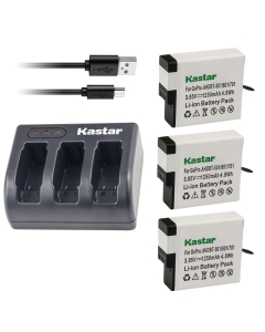 Kastar Battery (3-Pack) & USB Triple Charger for GoPro HERO6, Hero 6 Black, Gopro6, AABAT-00, 601-10197-000 and GoPro AHDBT-601, AHBBP-601 Sport Camera