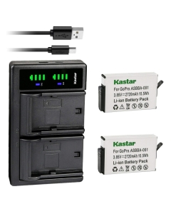 Kastar 2-Pack Battery & LTD2 USB Charger for GoPro ASBBA-001 Fusion Battery, Gopro Fusion 360-Degree & VR 360 Cameras - 4.2V 800mA Output, 5V Input