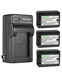 Kastar 3-Pack Battery and AC Wall Charger Replacement for Panasonic SDR-T76, SDR-T76K, SDR-T95, HC-V10, HC-V10EB-K, HC-V10EB-R, HC-V10EG-K, HC-V10EG-R, HC-V10GK, HC-V10K, HC-V10M, HC-V100, HC-V100K