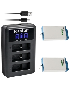 Kastar 2 Pack Battery and LCD Triple USB Charger Compatible with GoPro Max SPCC1B, ACDBD-001 ACBAT-001 ACCBAT-001, CHDHZ-201 CHDHZ201 Battery, GoPro MAX 360 Waterproof Degree 5.6K Action Camera