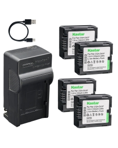Kastar 4-Pack Battery and AC & USB-C Charger, Compatible with Panasonic CGA-DU06 DU07 NV-GS35 GS50 GS80 GS150 GS180 GS300 GS400 GS500, Hitachi DZ-BP7 DZ-GX20 GX25M HS300 HS303 HS500 HS903 Camcorders