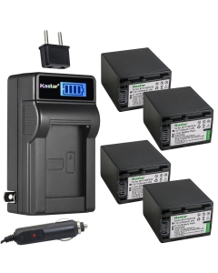 Kastar 4-Pack NP-FV100 Battery and LCD AC Charger Compatible with Sony HDR-PJ380, HDR-PJ390, HDR-PJ420, HDR-PJ50, HDR-PJ510, HDR-PJ540, HDR-PJ580, HDR-PJ650, HDR-PJ670, HDR-PJ710, HDR-PJ740