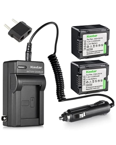 Kastar CGA-DU14 Battery (2-Pack) and Charger Kit Replacement for Panasonic CGA-DU14 CGA-DU21 NV-GS500 GS508 MX500 PV-GS400 GS500 SDR-H280 VDR-M70 M74 M75 M95 M250 Hitachi DZ-BP21SJ DZ-BP14S DZ-BP14SW