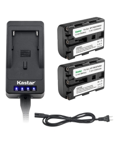 Kastar LED Super Fast Charger + 2 Battery Replacement for Sony NP-FM30 NP-FM50 NP-FM51 NP-QM50 NP-QM51 NP-FM55H NP-QM70 NP-QM71 NP-QM71D NP-QM90 NP-QM91 NP-QM91D Sony Series Camcorder