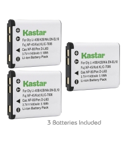 Kastar 3 Pack Battery for Fujifilm NP-45 NP-45A NP-45B NP-45S and Fuji Z90 Z100fd Z110 Z115 Z200fd Z250fd Z300 Z700EXR Z707EXR Z800EXR Z808EXR Z900EXR Z909EXR Z950EXR Z1000EXR Z1010EXR Z2000EXR Camera