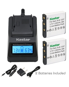 Kastar Fast Charger Kit and SLB1237 Battery (2-Pack) for Samsung SLB-1237 and Digimax L55 Digimax L55W Digimax L85 Epson L500V Cameras