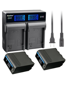 Kastar 2 Pack Battery NP-F990 PRO and LCD Dual Rapid Charger for Sony GV-D300 GV-D700 GV-D800 GV-D900 GV-HD700E CCD-TR917 CCD-TR918 CCD-TR930 CCD-TR940 CCD-TR950 CCD-TR97 CCD-TRT97 CCD-TR411 CCD-TR412