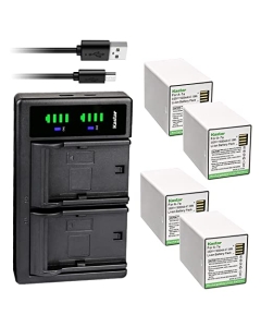 Kastar 4-Pack Battery and LTD2 USB Charger Compatible with Arlo Pro 4 XL Spotlight 3 Camera, VMS4352P VMS4352P-1CCNAS VMS4352P-5CCNAS VMS4352P-6CCNAS VMS4352P-7CCNAS VMS4352P-8CCNAS Security Cameras