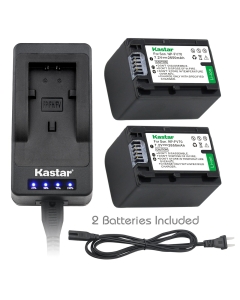 Kastar LED Super Fast Charger & Camcorder Battery x2 for Sony NP-FH70 and Sony CX11 CX12 CX500 CX505 CX520 CX6 CX7, Sony HDR-HC28 HC3 HC38 HC48 HC5 HC62 HC7 HC9 HC96, Sony HDR-SR10 SR100 SR11 SR12