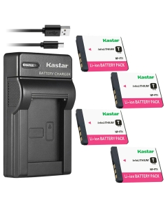 Kastar 4-Pack NP-FT1 Battery and Slim USB Charger Replacement for Sony Cyber-Shot DSC-T5/R, Cyber-Shot DSC-T9, Cyber-Shot DSC-T10 Cyber-Shot DSC-T10/B Cyber-Shot DSC-T10/P Cyber-Shot DSC-T10/W Camera