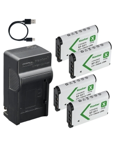 Kastar 4-Pack NP-BX1 Battery and AC & USB-C Charger, Compatible with Sony ZV-1 ZV-1 II ZV-1F RX100 RX100 II III IV V VI VII HX90 HX99 HX60 HX50 HX400 WX500 FDR-X3000 HDR-AS300 CX405 RX1 RX1R A20-Mini