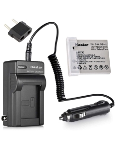 Kastar Battery and Chargerwith Car Adapter for Canon NB-4L NB4L and Canon PowerShot SD-750 SD-1000