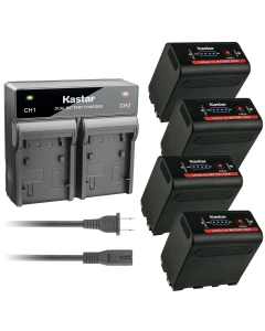 Kastar 4 Pack Battery and Dual Rapid Charger for Sony NP-F980 Pro NP-F960 CCD-TRV720 CCD-TRV75 CCD-TRV78 CCD-TRV80 CCD-TRV81 CCD-TRV815 CCD-TRV82 CCD-TRV85 CCD-TRV86 CCD-TRV87 CCD-TRV88 CCD-TRV90
