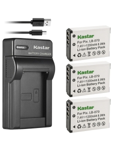 Kastar 3-Pack Battery + Slim USB Charger for LB-070 LB070 Battery and Pixpro AZ651, Pixpro AZ651 AZ652 Astro Zoom, Pixpro AZ901, PIXPRO S1, PIXPRO S-1, MN67Z Camera