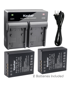 Kastar 2X Battery + Fast Dual Charger for Olympus BLH-1 BLH-01 PS-BLH1 BLH1 Battery and Olympus OM-D E-M1 Mark II Digital Camera