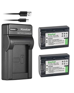 Kastar Battery (X2) & Slim USB Charger Replacement for Sony NP-FV50 NP-FV40 NP-FV30 and CX220 CX230 CX290 CX330 CX380 CX430V CX900 PJ200 PJ230 PJ340 PJ380 PJ430V PJ540 PJ650V PV790V PJ810 TD30V AX100