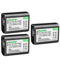 Kastar 3-Pack NP-FW50 Battery Replacement for Sony NP-FW50, W Series Battery, Sony BC-VW1, BC-TRW Charger, Sony NEX-C5, NEX-F3, SLT-A33, SLT-A35, SLT-A37, SLT-A55 Camera, Sony VG-C1EM, VG-C2EM Grip