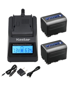 Kastar Fast Charger + Battery 2-Pack Replacement for Sony NP-QM71D NP-FM50 NP-QM71 CCD-TRV328 338 DCR-DVD300 301 DCR-HC14 DCR-PC105 330E TRV22 TRV24 TRV25 DSR-PDX10 HDR-HC1 SR1 UX1 HVR-A1U