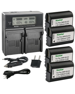 Kastar 4-Pack Battery and AC LCD Dual Fast Charger Compatible with Panasonic DMW-BLK22 Lithium-Ion Battery, Panasonic DMW-BTC15 Battery Charger, Panasonic Lumix DC-S5 DC-S5KK Mirrorless Digital Camera