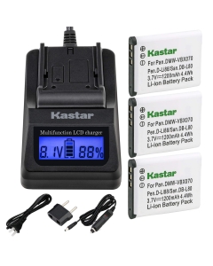 Kastar Ultra Fast Charger(3X Faster) Kit and Battery (3-Pack) for Pentax D-Li88, Panasonic VW-VBX070, Sanyo DB-L80, DB-L80AU Battery and Digital Cameras (Search Your Camera Model Down Description)