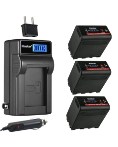 Kastar 3-Pack NP-F980EXP Battery and LCD AC Charger Compatible with DCR-TRV310 DCR-TRV315 DCR-TRV320 DCR-TRV410 DCR-TRV420 DCR-TRV49 DCR-TRV5 DCR-TRV510 DCR-TRV520 DCR-TRV525 DCR-TRV58 DCR-TRV620