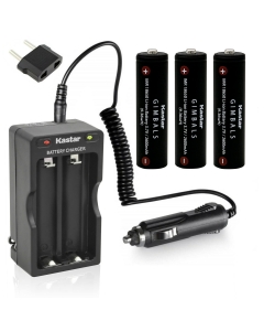 Kastar 3-Pack Battery + AC Charger Car Charger Compatible with Gimbal GMB-B117, GMB-B118, EVO GP, Rage, Moza Air 2, Feiyu-Tech AK2000 AK4000 AK4500, XHDATA D-808