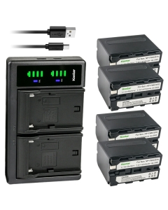 Kastar 4-Pack NP-F970 Battery and LTD2 USB Charger Compatible with HVR-M10 HVR-V1 HVR-Z1 HVR-Z5 HVR-Z7 HVR-AU1 Camera