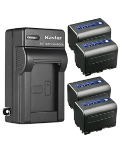 Kastar 4-Pack Battery and AC Wall Charger Replacement for Sony NP-QM71, NP-QM71D Battery, Sony BC-VM50, BC-VM10, BC-V615 Charger, Sony HVR-A1, HVR-A1U DSLR-A100, CCD-TRV106, CCD-TRV108, CCD-TRV116