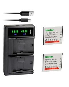 Kastar 2-Pack Battery and LTD2 USB Charger Replacement for Casio NP-60 CNP-60 CNP60, BC-60 BC-60L, Casio Exilim EX-FS10 EX-S10 EX-S12 EX-Z9 EX-Z19 EX-Z20 EX-Z21 EX-Z25 EX-Z29 EX-Z80 EX-Z85 EX-Z90