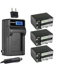 Kastar 3-Pack BP-970G Battery and LCD AC Charger Compatible with Canon V520, XF100, XF105, XF200, XF205, XF300, XF305, XH-G1 HDV, XH-G1S, XH-G1S HD, XL-H1A, XL-H1S, XL-H1S HD, XL-1, XL-1S, XL-2 Camera