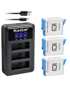Kastar 3 Pack Battery and LCD Triple USB Charger Compatible with GoPro ADBAT-001 ADDBD-001 Battery, GoPro HERO10 Hero 10 Black Edition, GoPro HERO9 Hero 9 Black Edition Action Camera
