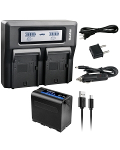 Kastar 1 Pack Battery and LCD Dual Fast Charger for Sony NP-F980 Pro NP-F970 NP-F770 NP-F570 NP-F330 Sony PBD-D50 PBD-V30 PLM-100 PLM-50 PLM-A35 PLM-A55 Q002-HDR1 UPX-2000 Camcorder
