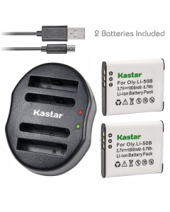 Kastar Battery (X2) & Dual USB Charger for Panasonic VW-VBX090, Olympus Li-50B Work with Panasonic HX-WA03, HX-WA2, HX-WA20, HX-WA3, HX-WA301 Digital Cameras