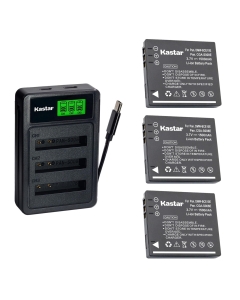 Kastar 3-Pack Battery with LZD3 USB Triple Charger Compatible with Panasonic CGA-S008 DMW-BCE10 VW-VBJ10 Leica BP-DC6 Ricoh DB-70, Lumix FS3 FS5 FS20 FX30 FX33 FX35 FX37 FX38 FX55 FX500 FX520 Camera