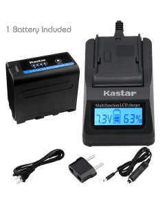 Kastar LCD Fast Charger + Battery for Sony NP-F970 Pro NP-F975 NP-F970 NP-F960 NP-F950 NP-F930 NP-F770 NP-F750 NP-F730 NP-F570 NP-F550 NP-F530 NP-F330 Battery, Sony Camcorder and LED Video Light