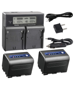 Kastar LCD Dual Smart Fast Charger & 2 x Battery Replacement for Sony NP-QM71D NP-QM91D NP-FM55H NP-FM70 NP-FM90 NP-QM91 and CCD-TRV338 350 608 DCR-DVD300 301 DCR-PC115 120 330 DCR-TRV6 Camera