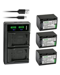 Kastar 3-Pack Battery and LTD2 USB Charger Replacement for Sony HDR-PJ650, HDR-PJ670, HDR-PJ710, HDR-PJ740, HDR-PJ760, HDR-PJ780, HDR-PJ790, HDR-PJ810, HDR-PJ820, HDR-PJ820E, HDR-TD10, HDR-TD20
