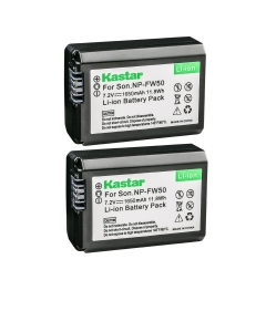 Kastar 2-Pack NP-FW50 Battery Replacement for Sony NP-FW50, W Series Battery, Sony BC-VW1, BC-TRW Charger, Sony NEX-C5, NEX-F3, SLT-A33, SLT-A35, SLT-A37, SLT-A55 Camera, Sony VG-C1EM, VG-C2EM Grip