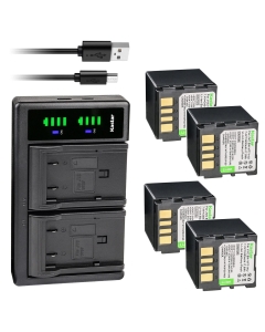 Kastar 4-Pack Battery and LTD2 USB Charger Replacement for JVC GR-D360 GR-D360E GR-D360EX GR-D360EY GR-D360EZ GR-D360US GR-D366 GR-D366EK GR-D366US GR-D368 GR-D368EF GR-D368US GR-D370 GR-D370AA