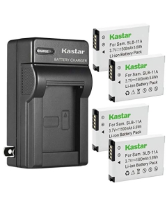 Kastar 4-Pack Battery and AC Wall Charger Replacement for Samsung SLB-11A SLB11A Battery, Samsung TL240, TL320, TL350, TL500, WB600, WB610, WB650, WB660, WB700, WB1000, WB2000 Digital Cameras
