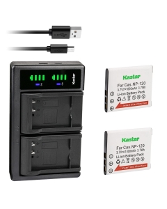 Kastar 2-Pack Battery and LTD2 USB Charger Compatible with Casio NP-120 CNP-120 Battery, BC-120 Charger, Casio Exilim EX-ZS26, Exilim EX-ZS27, Exilim EX-ZS28, Exilim EX-ZS30, Exilim EX-ZS35 Cameras