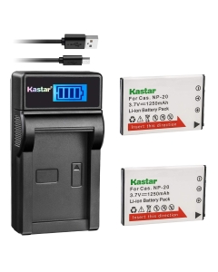 Kastar Battery (X2) + Slim LCD Charger for Cas NP20 NP-20 & Exilim EX-M1 EX-M2 EX-M20 EX-S20 EX-S100 EX-S500 EX-S600 EX-S880 EX-Z3 EX-Z4 EX-Z5 EX-Z6 EX-Z7 EX-Z8 EX-Z11 EX-Z60 EX-Z70 EX-Z75 EX-Z77