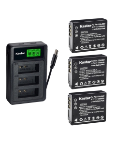 Kastar 3-Pack Battery with LZD3 USB Triple Charger Compatible with Panasonic CGA-S007 DMW-BCD10, Lumix TZ1 TZ2 TZ3 TZ4 TZ5 TZ11 TZ15 TZ50 Digital Camera