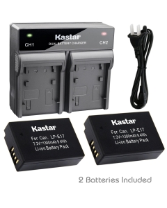 Kastar 2X Battery + Fast Dual Charger for Canon LP-E17 LPE17 LC-E17 & Canon Rebel SL2 T6i T6s T7i, Canon EOS M3 M5 M6, Canon EOS 77D 750D 760D, Canon EOS 800D 8000D, Canon KISS X8i X9i Digital Camera