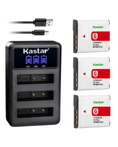 Kastar 3-Pack Battery + LCD Triple USB Charger Replacement for Sony NP-BG1 NP-FG1 and Cyber-Shot DSC-W220 DSC-H3 H7 H9 H10 H20 DSC-H50 DSC-H55 DSC-H70 DSC-HX5V DSC-HX7V DSC-HX9V DSC-HX10V DSC-HX30V