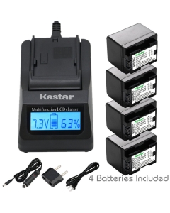 Kastar Ultra Fast Charger(3X faster) Kit and Battery (4-Pack) for Canon BP-727, BP-718, BP-709, CG-700 and Canon VIXIA HF M50, HF M52, HF M500, HF R30, HF R32, HF R40, HF R42, HF R50, HF R52, HF R60, HF R62, HF R300, HF R400, HF R500, HF R600 Cameras [Ove